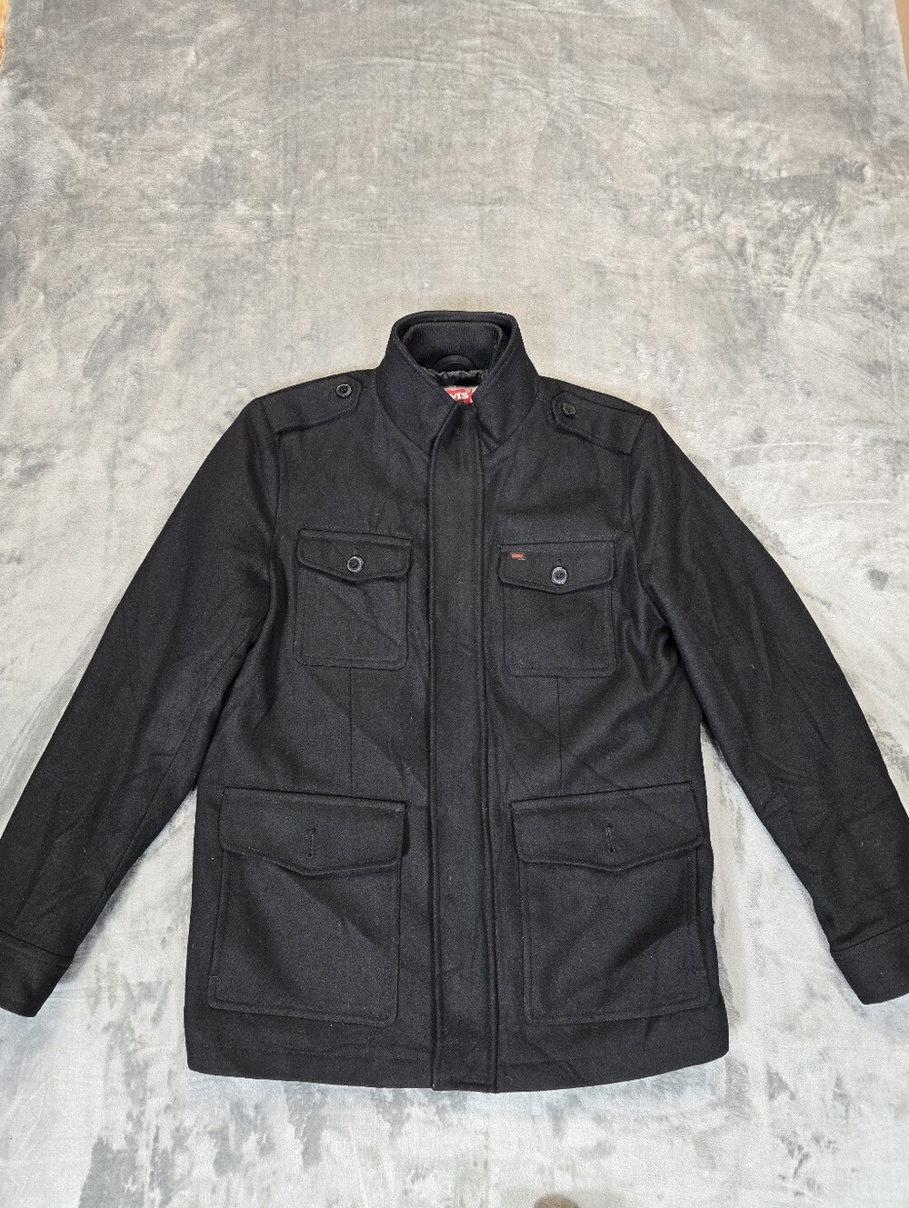 Levi's Wool Blend Military Field Jacket Size Large Black